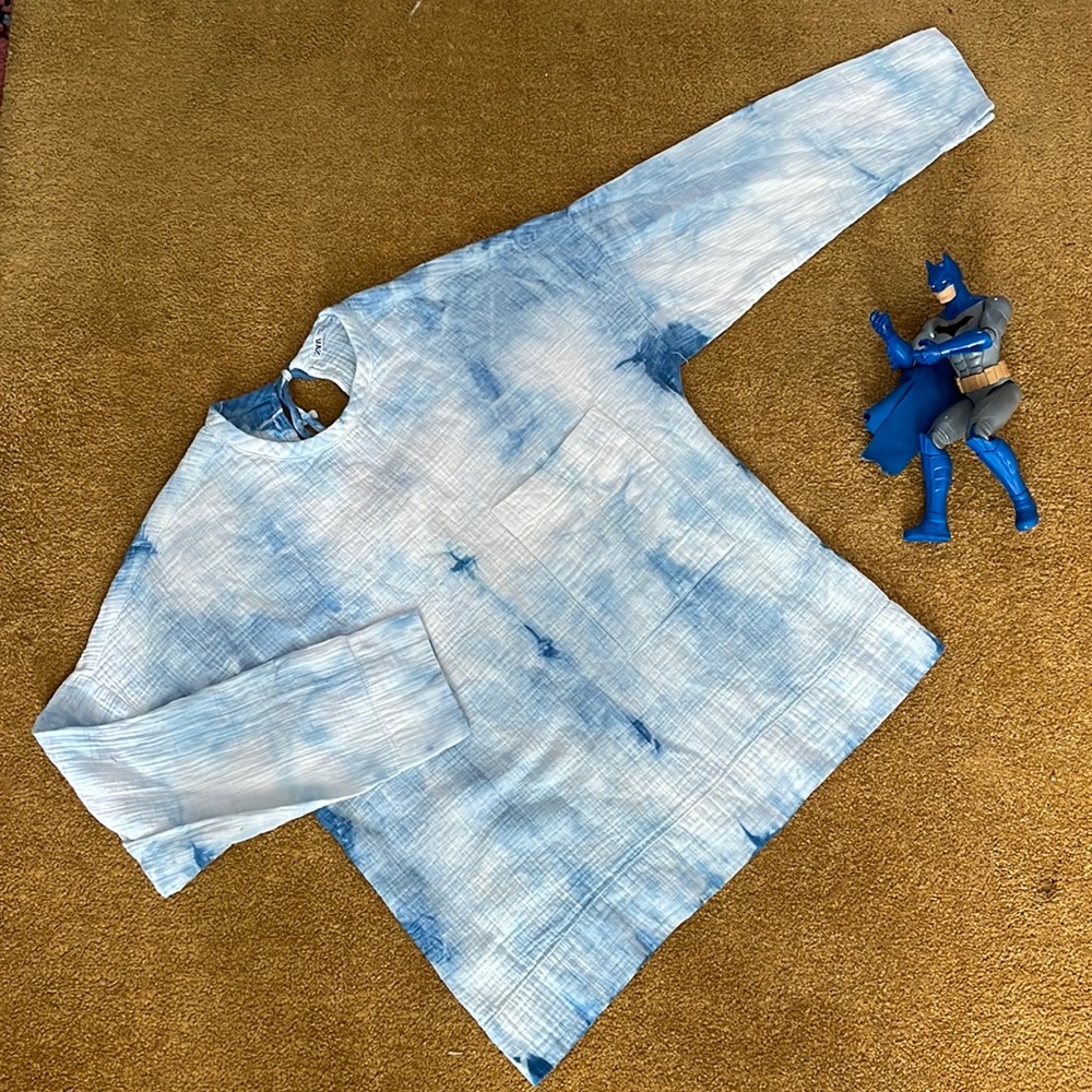 100% cotton natural indigo shabori dyed shift top
